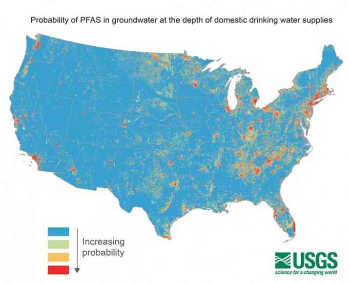 Karte zeigt Wahrscheinlichkeit für PFAS im Grundwasser