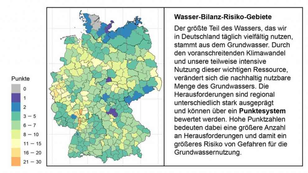 Regionen in Deutschland mit drohender Wasserknappheit