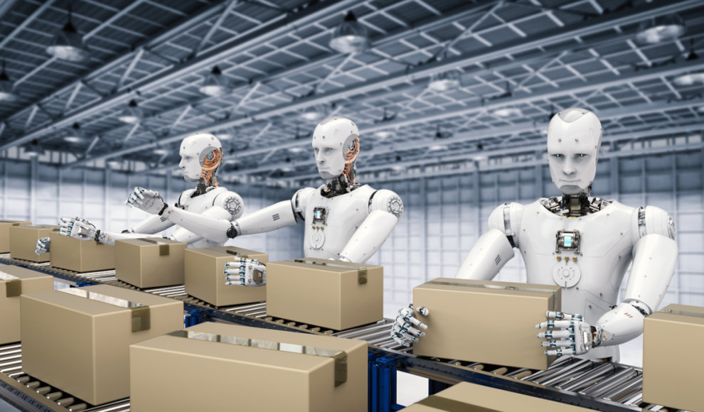 KI-gesteuerte Roboter arbeiten in der Logistik